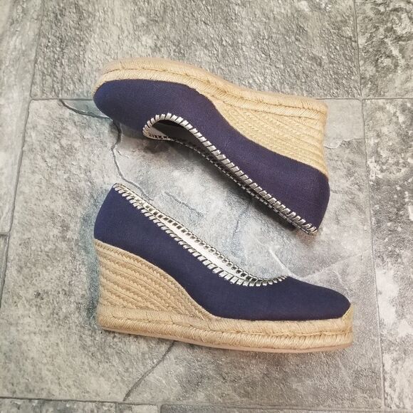 Jack Rogers Palmer Jute-wrapped Wedge Espadrille Midnight Blue Vaca Beach 9.5 - Picture 5 of 10